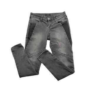 STS Blue Skinny Detailed Black Jeans Size 5 Faded Knee Design Goth Emu Rocker